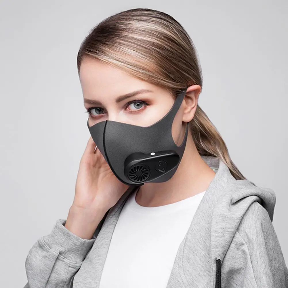 

Reusable Electric PM2.5 Dust Proof Anti Haze Sports Mouth Mask with Breather Valves Windproof, dustproof and anti-spitting