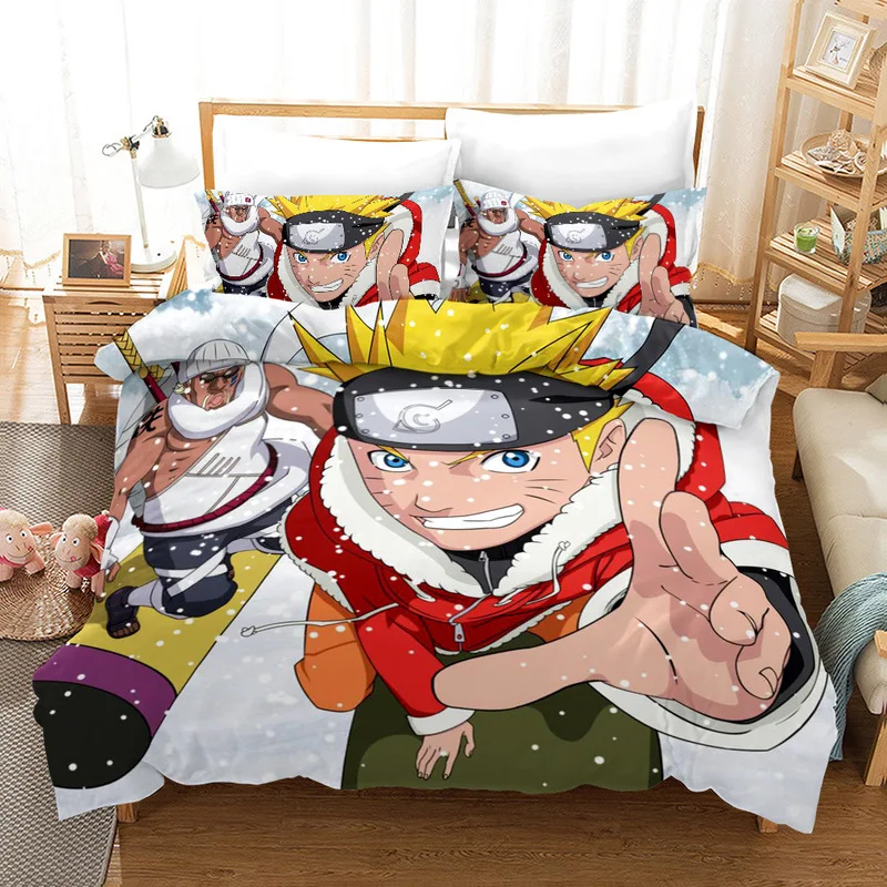 3D мультфильм постельных принадлежностей набор печати Наруто дети постельное белье для взрослых кровать пододеяльник набор две королевы король Размер Наволочки одеяла