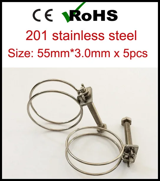 

55mm*3.0mm x 5pcs stainless steel hose clamp double wire hose clamp wire hoop clamp pipe clamp factory Engineering fastener