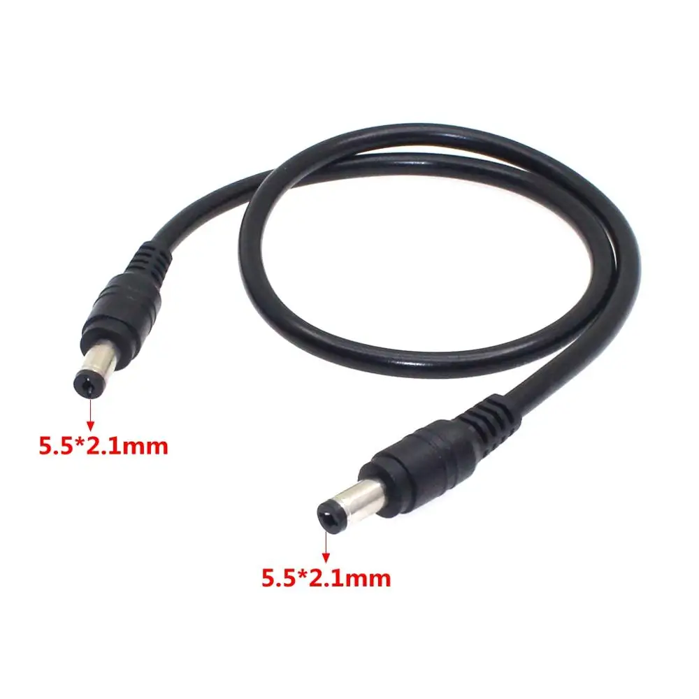 DC Power Cable 5.5 x 2.1mm Male To Male Adapter Socket Extension CCTV Cord 0.5m 