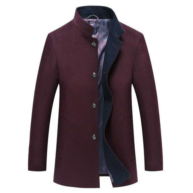 Men Fashion Design Mens Slim Cashmere Wool Blends Trench Jacket Winter Coat Solid Color Fashion Stand Collar Leisure Trend Men Fashion Design Mens Slim Cashmere Wool Blends Trench Jacket Winter Coat Solid Color Fashion Stand Collar Leisure Trend