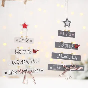 

Christmas Decorations Wooden Christmas Tree Ornament Patterned Hanging Supplies Xmas Decoration for Home Navidad Dropshipping #