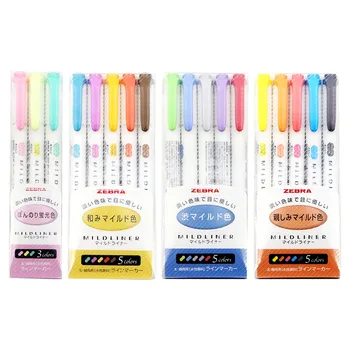 

25Pcs/ Set Zebra Mildliner Liner Double Headed Highlighter Pen Hook Pen Cute Art Mark Pen Zebra Mildliner Japanese Stationery