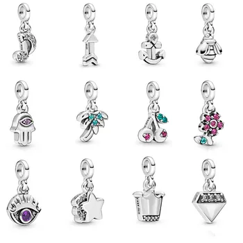 

New 925 Sterling Silver Me Series Eyes Meteor Crown Coconut Tree Music Notes Bee Ship Anchor Dangle Charms Fit Pan Bracelets