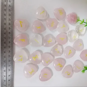 

High Quality Natural Rose Quartz Rune Heart Shape Stone Hand Crafted For Gift &Home Decor ZP