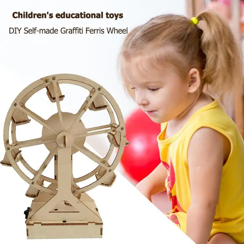buy  DIY Wooden Ferris Wheel Model Materials Kit Science Experiment Assemble Toy children's imagination 