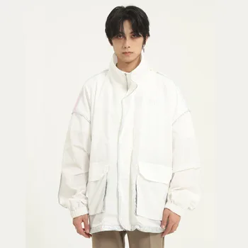 

Male Women Streetwear Hip Hop Loose Coat Windbreaker Spring Autumn Outerwear Men Oversize Loose Casual Jacket Overcoat