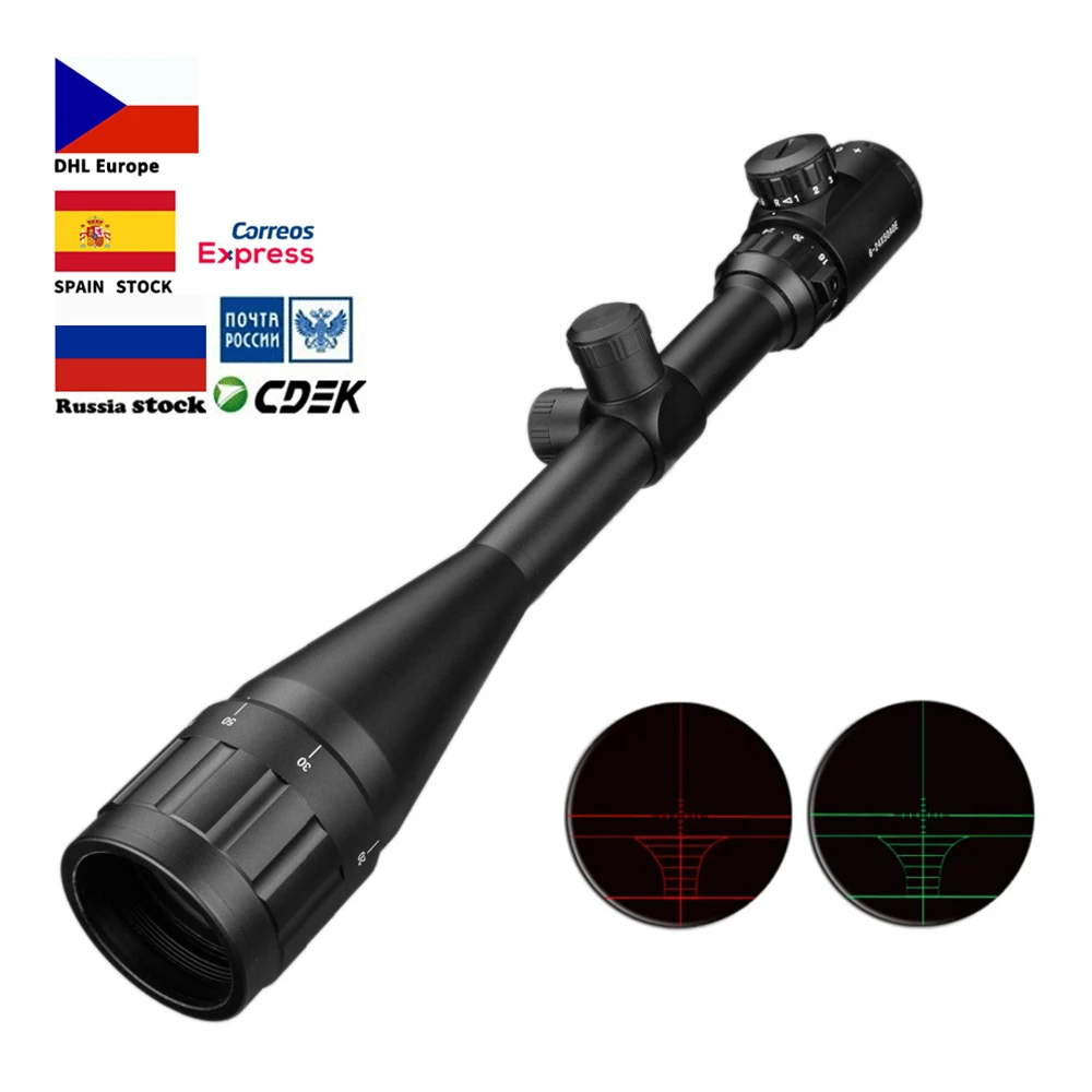 Günstig 6 24x50 Aoe Zielfernrohr Einstellbare Grün Red Dot Jagd Licht Tactical Scope Absehen Optische Zielfernrohr