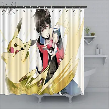 

Popular Pokemon Series Bathroom Curtain Anime Pikaqiu Waterproof Shower Curtain Polyester Fabric Bath Curtain Shower Accessories