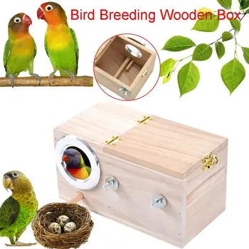 

Pet Bird House Parakeet Nest Box Bird House Wood Breeding Box for Lovebirds Parrotlets Mating Box Wooden Bird House Breeding Box