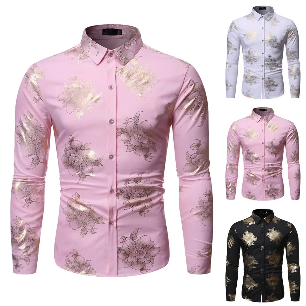 Белая рубашка мужская мода штампованная Calca Social Slim Fit рубашка хлопковая блузка с длинными рукавами с принтом новый стиль Roupas Masculino