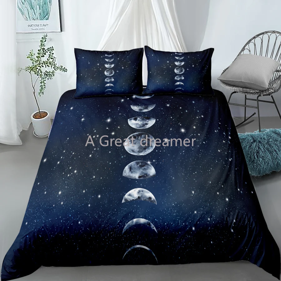 Design Moon Eclipse Star Bedding Set Constellation Duvet Cover Set King