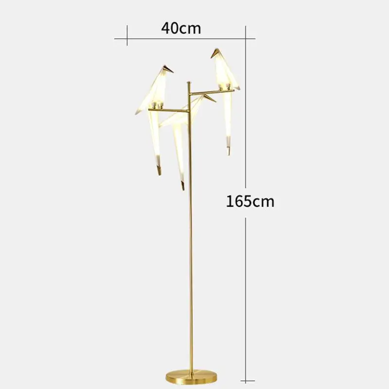 3 Light Art Deco Bird Paper Floor lamp Bedroom Studio living room lamp stand origami light Study Bedside Reading table gold floor lamp - Lampshade Color: 3 Light