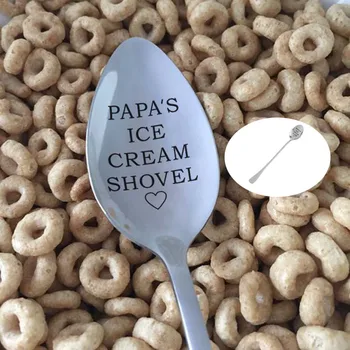 

Papa's Ice Cream Shovel Gift for Dad Sturdy Stainless Steel Ice Cream Spoon Best stick teaspoon tea spoon creative kitchen