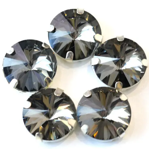 Black Diamond Круглый Rivoli много цветов пришить коготь стразы прозрачные стеклянные стразы круглые пришить стразы украшения для свадебного платья Y1770 - Цвет: Black Diamond