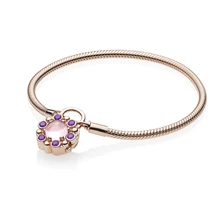 925 пробы серебро Геральдическое сияние браслет с замком из розового и фиолетового цветов кристаллов подходит для Браслеты ювелирные изделия qandocci