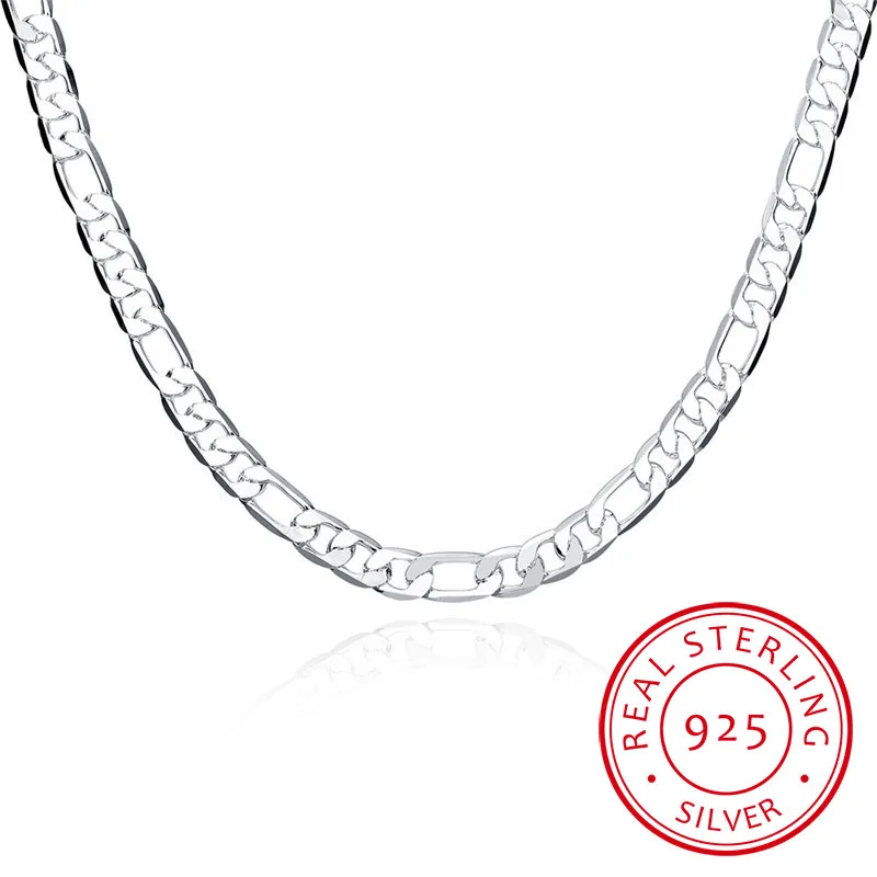 

Мужская Серебряная цепочка, ожерелье из стерлингового серебра 925 пробы, 8 мм, 20 дюймов