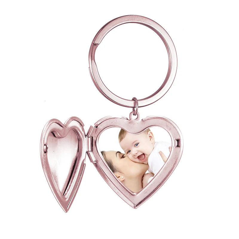 Personalized Heart Keychain DIY Baby Mom Photo Love Keyrings Custom Name Pictures Jewelry Car Key Holder Family Customized Gift