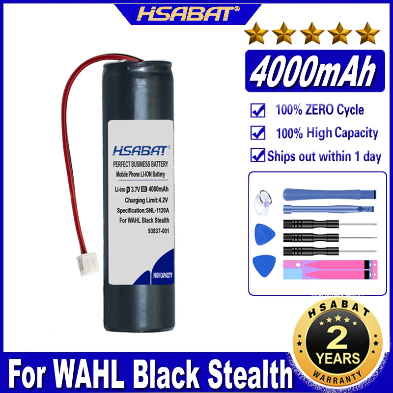 HSABAT Супер конус беспроводной 4000 мАч аккумулятор для WAHL Black Stealth хром волшебный