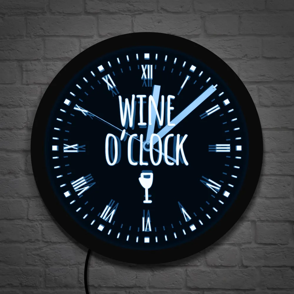 Wein Uhr Wein Zeit Alkohol Luminous Wanduhr Wein Glas Neon Zeichen Wand ...