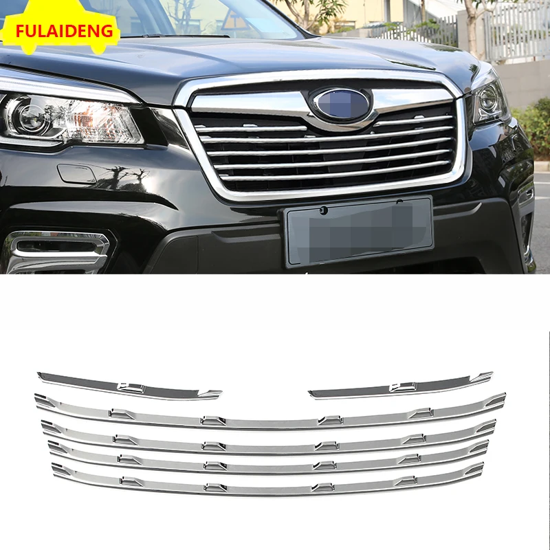 6pcs For Subaru Forester 2019-2021 ABS Chrome Car Front Bumper Mesh Grille Cover Trim Styling Accessories | Автомобили и