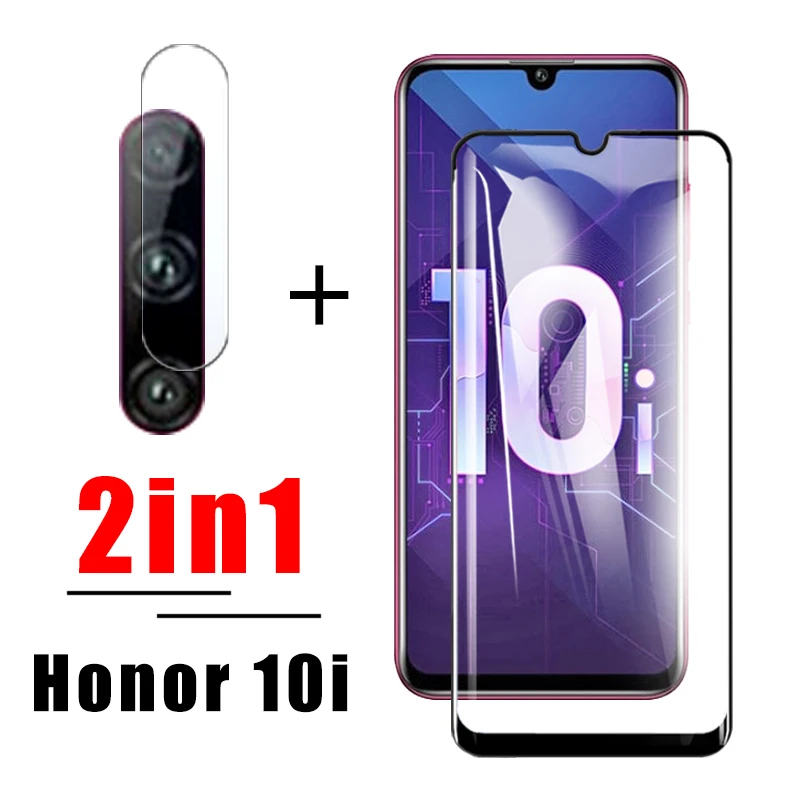 2в1 Защитное стекло для huawei honor 10i cam защита экрана huavei hono homor 10 i с объективом камеры