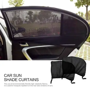 

2Pcs Flexible Auto Side Rear Window Sun Shade Mesh Curtain Car UV Protection Mesh Cover Mosquito Dust Protective Sleeve
