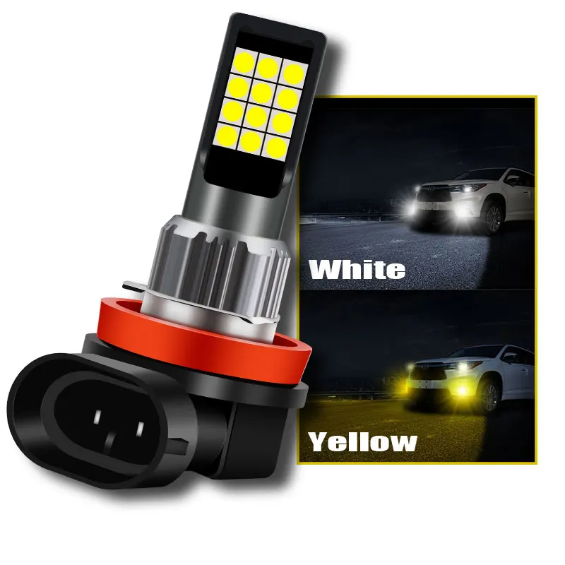 2PCS LED Car Fog Light H8 H9 H11 Type 12V High Quality White/Yellow Super Bright Lamp Bulb Front And Rear Lights | Автомобили и
