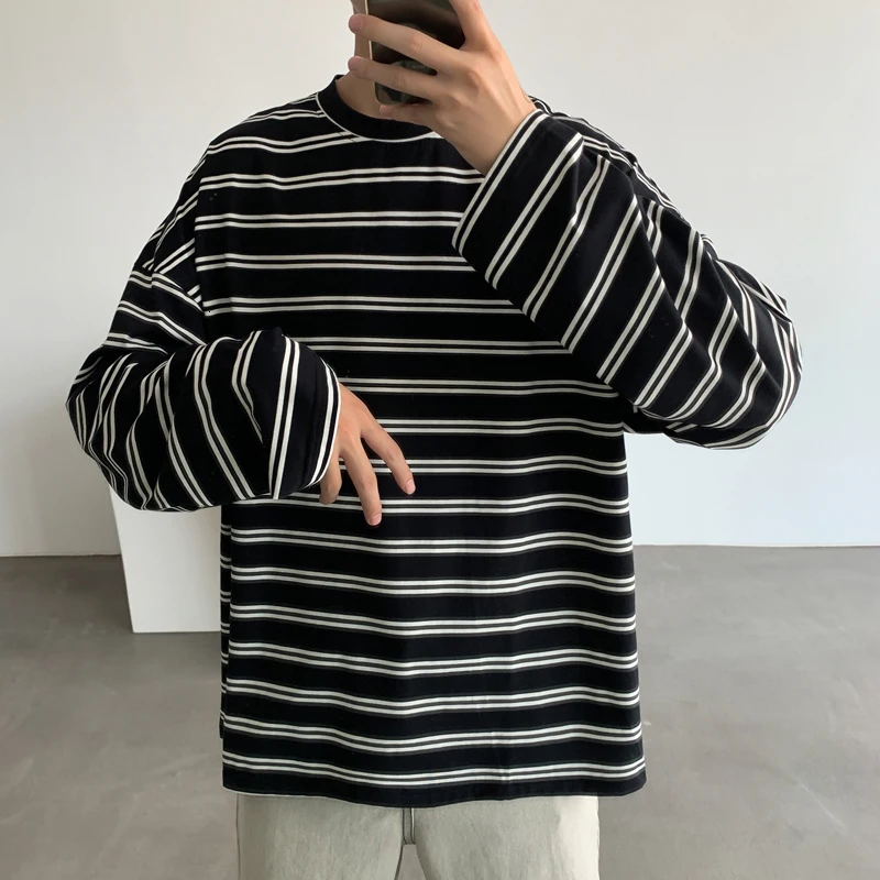 Autumn T Shirt Men Fashion Contrast Color Casual Long-sleeved T-shirt Man Streetwear Wild Hip-hop Loose Striped Tshirt Men Tops Autumn T Shirt Men Fashion Contrast Color Casual Long-sleeved T-shirt Man Streetwear Wild Hip-hop Loose Striped Tshirt Men Tops