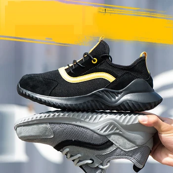 

Mens Steel Toe Work Safety Shoes Casual Breathable Outdoor Sneakers Puncture Proof Boots Comfortable Industrial Shoes Size 48