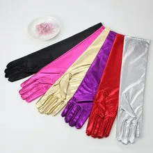 43 см блестящие золотые/Серебряные Длинные свадебные перчатки для невесты Femme длиной до локтя Свадебные перчатки Вечерние перчатки свадебные аксессуары