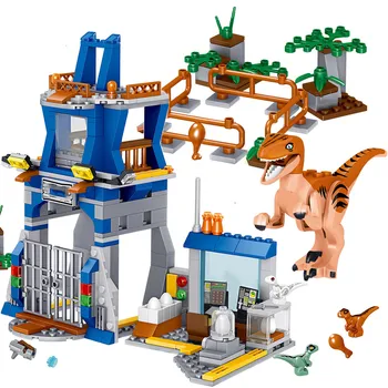 

365Pcs Jurassic Dinosaur Research Institute Building Blocks City Velociraptor Figures Park Bricks World Children Toys