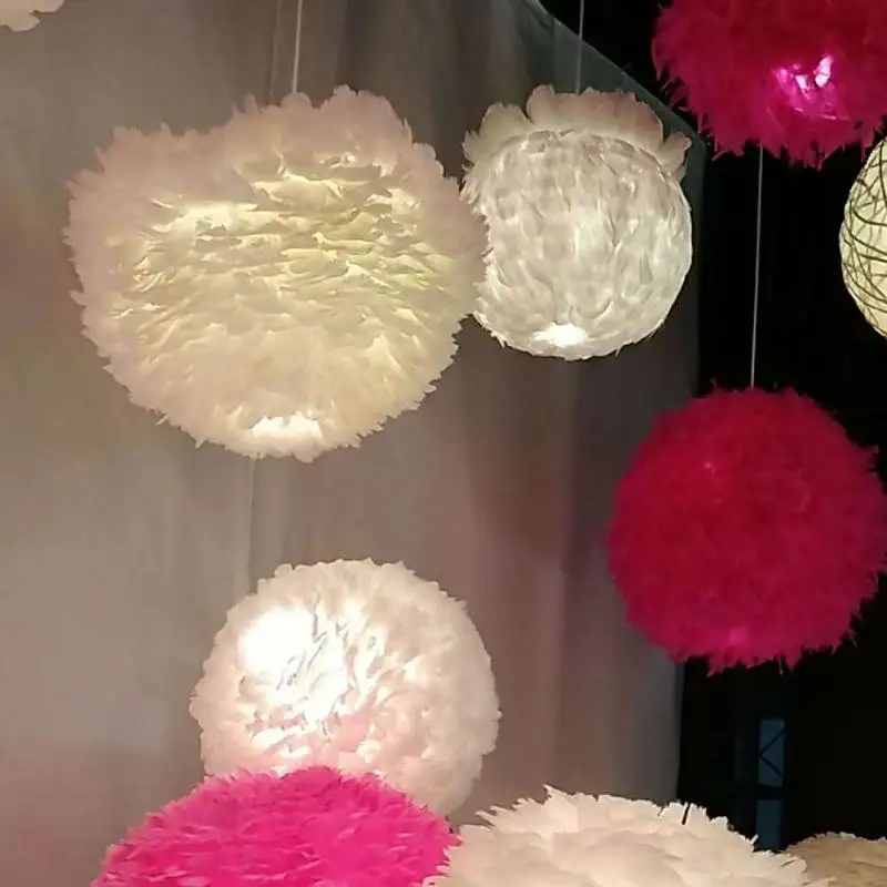 

E27 Nordic Creative Feather Ceiling Pendant Light Shade Non-Electrical Lampshade For Living Room Dining Room And Bedroom Decor