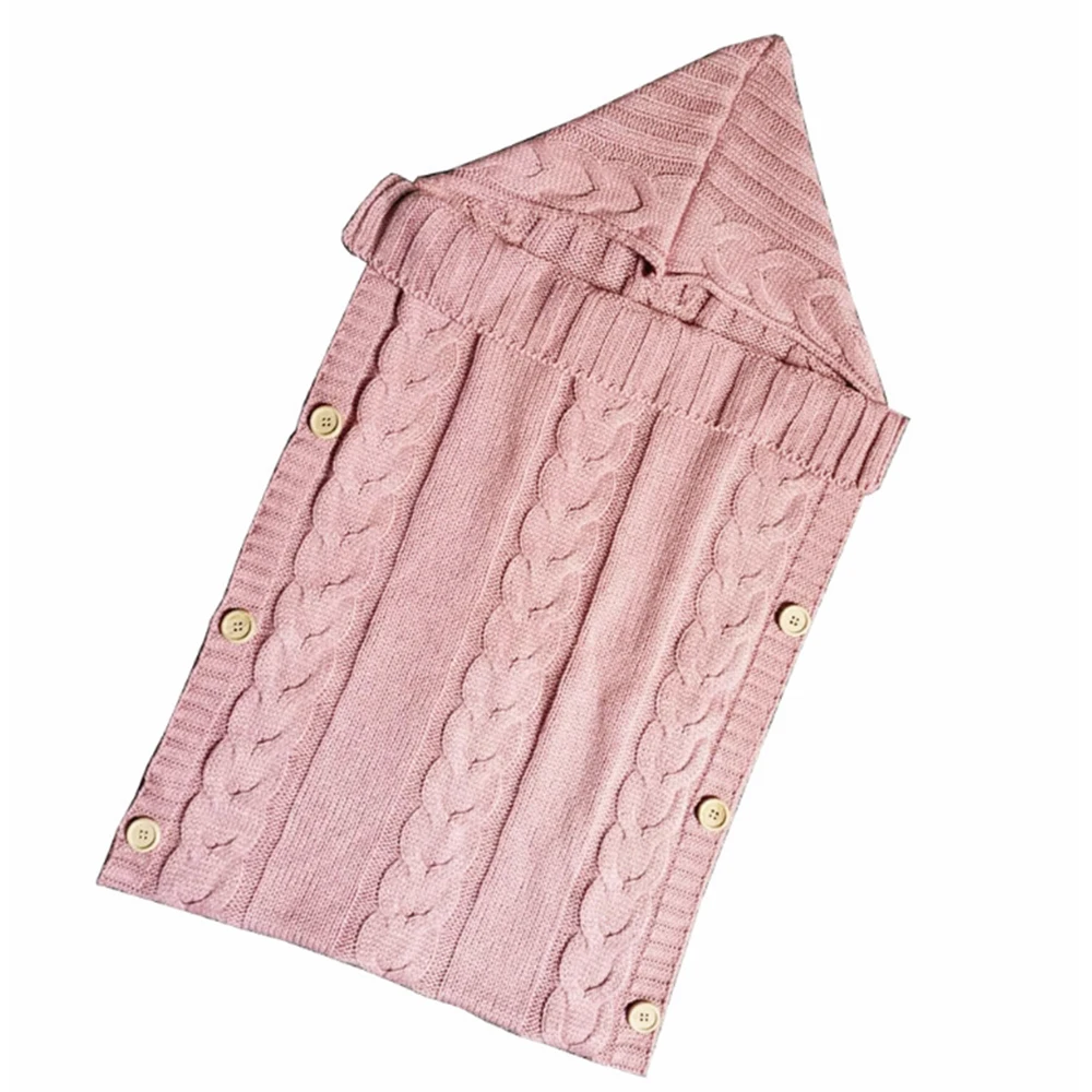 LOOZYKIT/теплое детское одеяло; мягкий спальный мешок для малышей; муфта для ног; Хлопковый вязаный конверт; пеленка для новорожденных; аксессуары для коляски - Цвет: light pink
