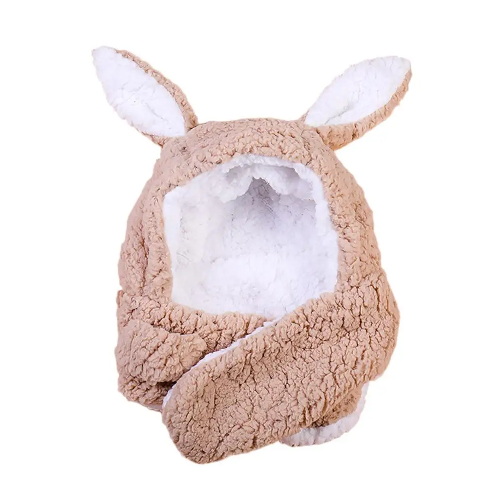 Khaki baby hat Детская шапка, теплый зимний плотный шарф, вязаная шапка с ушами, защищающая лицо, шапки с горловиной, шапки для новорожденных, реквизит для фотосессии, новинка - Цвет: Khaki baby hat