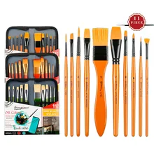 11 шт. импортный нейлон волосы многофункциональные кисти Защитная краска акварель, масло, живопись акриловые кисти с тканевой сумкой художника