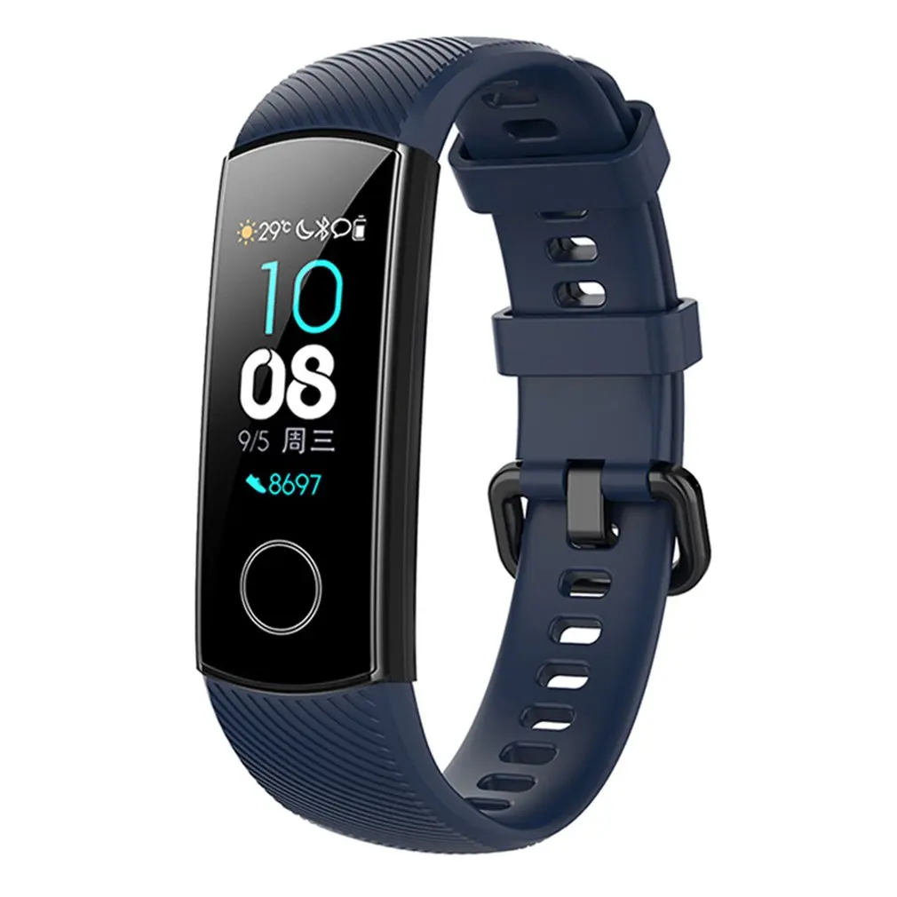 Silikon Bilek ремешок для huawei Honor Band 5 Стандартный Смарт-Браслет спортивный сменный ремешок браслет ремень - Цвет: dark blue