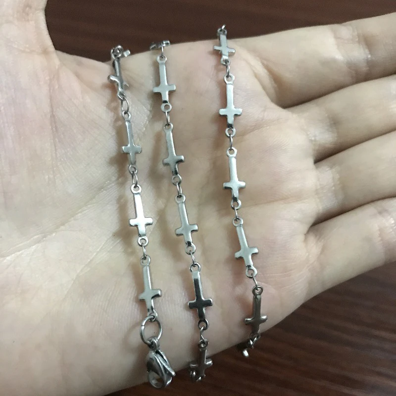 Серебряное ожерелье с крестом, женское ожерелье из нержавеющей стали, Серебряное колье, подарки для женщин, аксессуары, модное ювелирное изделие на шею