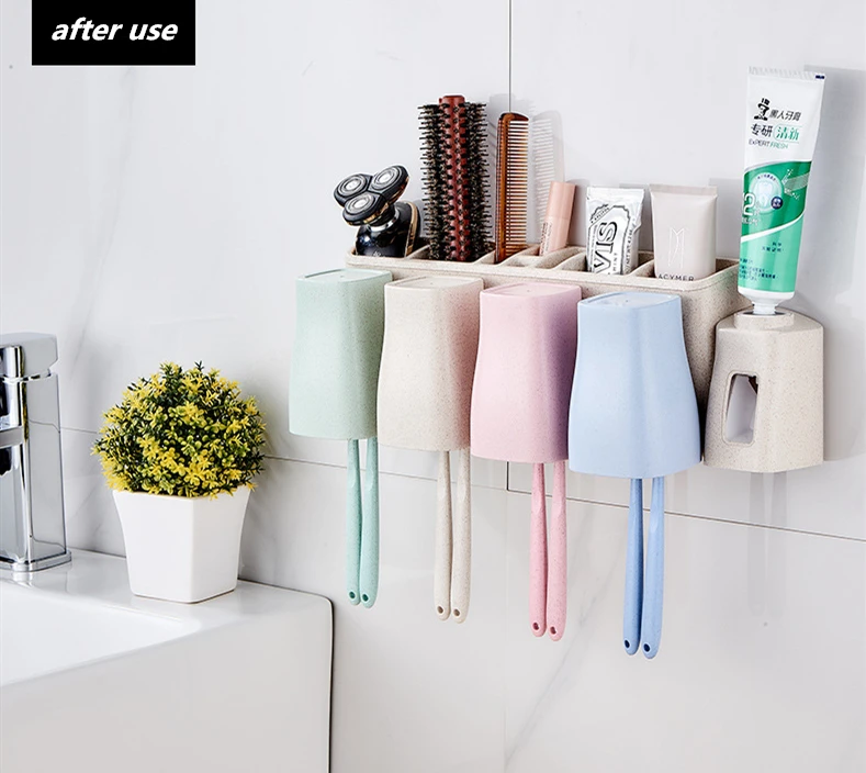 Toothpaste Toothbrush Holder Multi-functional Storage Save Space Convenient Bathroom Accessories Automatic Toothpaste Dispenser