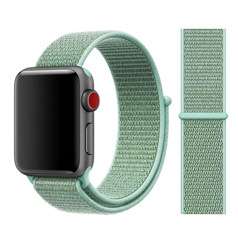marine green Lbiaodai Sport Loop ремешок Для Apple Watch band Apple watch 4 3 correa iwatch band 42мм 38мм 44мм 40мм браслет на руку Плетеный нейлон - Цвет ремешка: marine green