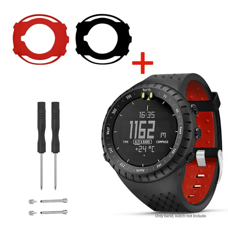 

1Set Two-tone Soft Silicone Watchband Wrist Strap Anti-Scratch Watch Case Screen Protector for Suunto Core Smart Watch Accessori