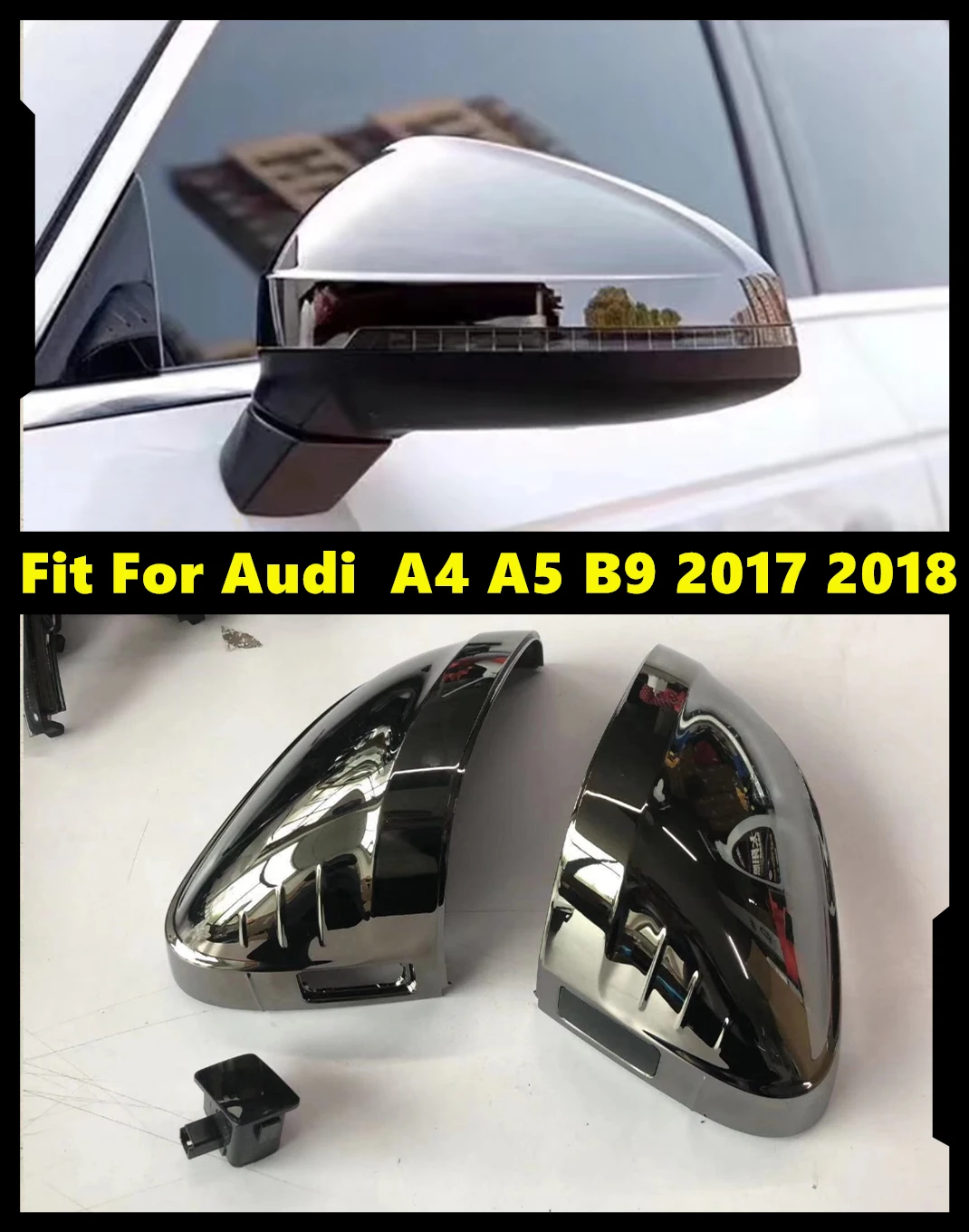 Car Side Wing Mirror Caps Mirror Covers Tungsten Steel Black Material Fit For Audi A4 A5 B9