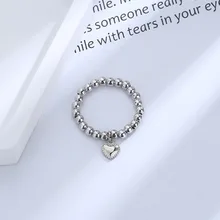 남녀공용 손으로 짠 러브 비즈 반지, 라운드 볼 비즈, 조절 가능한 레트로 반지, 패션 쥬얼리