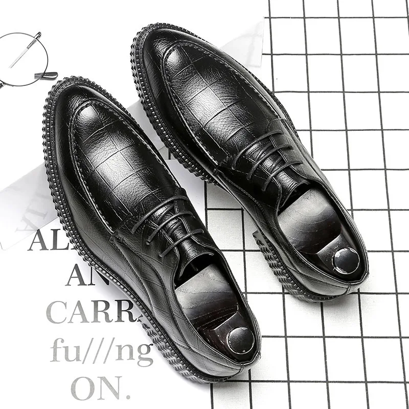 

Xin yi da MEN'S SHOES Pointed-Toe Lace-up Small Leather Shoes Business Shoes Fashion Hair Stylist Model 8226