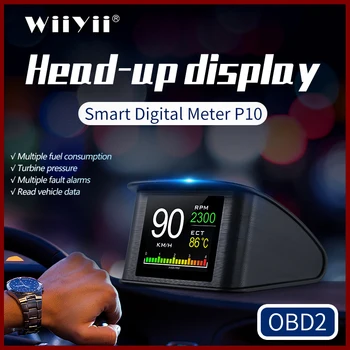 

HUD Head-Up Display AIHG Car Speedometer with OBD2/EUOBD Port Smart Digital Projector Speed Alarm Scanner Diagnostic Tool