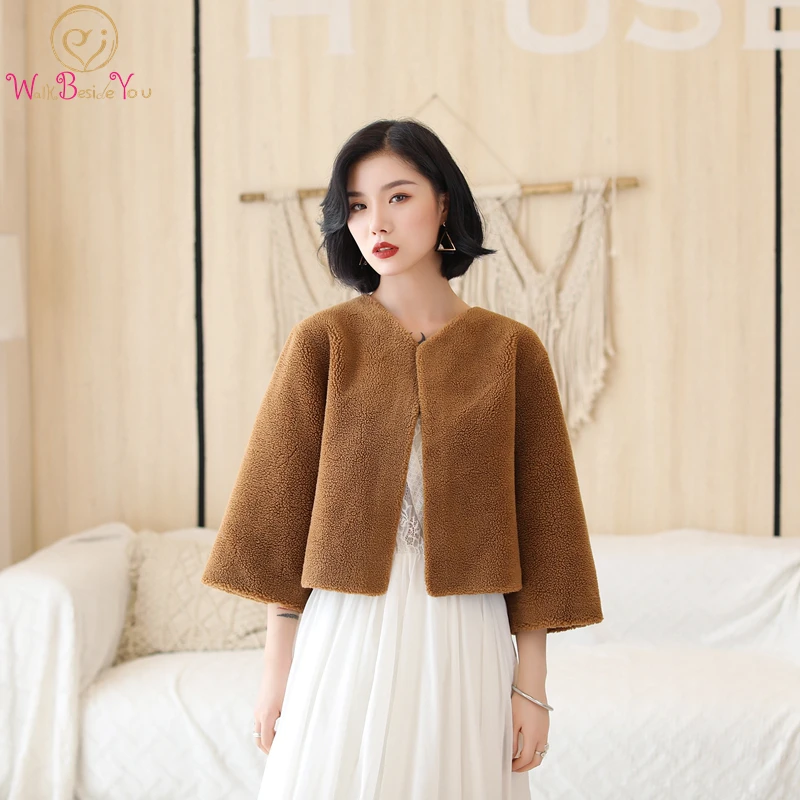 

Walk Beside You Coffee Wedding Jacket Faux Fur Long Sleeves Bridal Bolero Mother of Bride Broom Shawl Winter Warm Coat