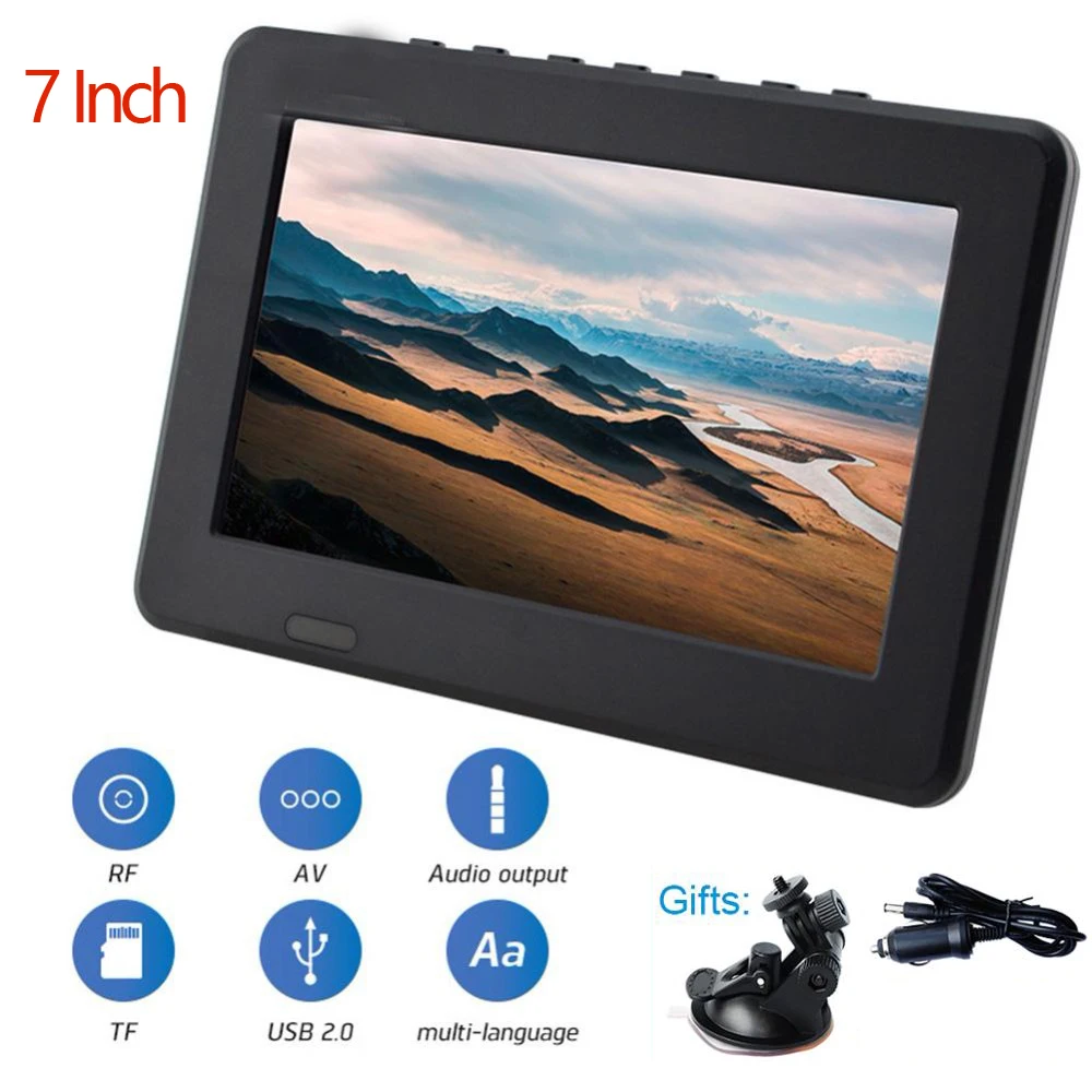 LEADSTAR 7 inch Portable Mini Tv Full Compatible With ATSC H265/Hevc Dolby Ac3 Atsc t Decoder 800x480 Support TF Card USB 2