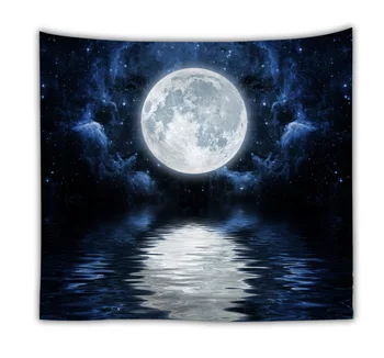 

Yaapeet 1pc Psychedelic Wall Tapestry Polyester Space Pattern Wall Hanging Light Blue Moon Hanging Tapestry Pretty Wall Decor