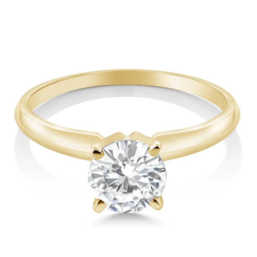 GemStoneKing Forever One GHI 1Ct роса Круглый Муассанит 14 к желтое золото обручение пасьянс кольцо для женщин ювелирные украшения