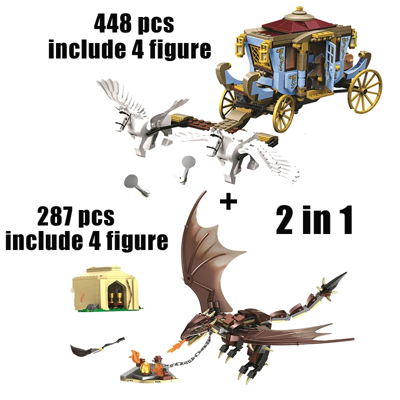 

2020 new 2 in 1 Potter Magic Movie Serices 11341+11347 Set Movie Building Blocks Bricks Model Kids Toys For Children Gift